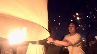 情侶在泰國天燈節求婚　「天燈差點燒到人」驚喜變驚嚇