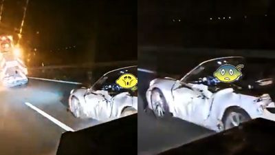 「敞篷車頂沒關」想超大車！駕駛失控撞護欄當場斷頭　警消到場嚇壞不敢挪屍