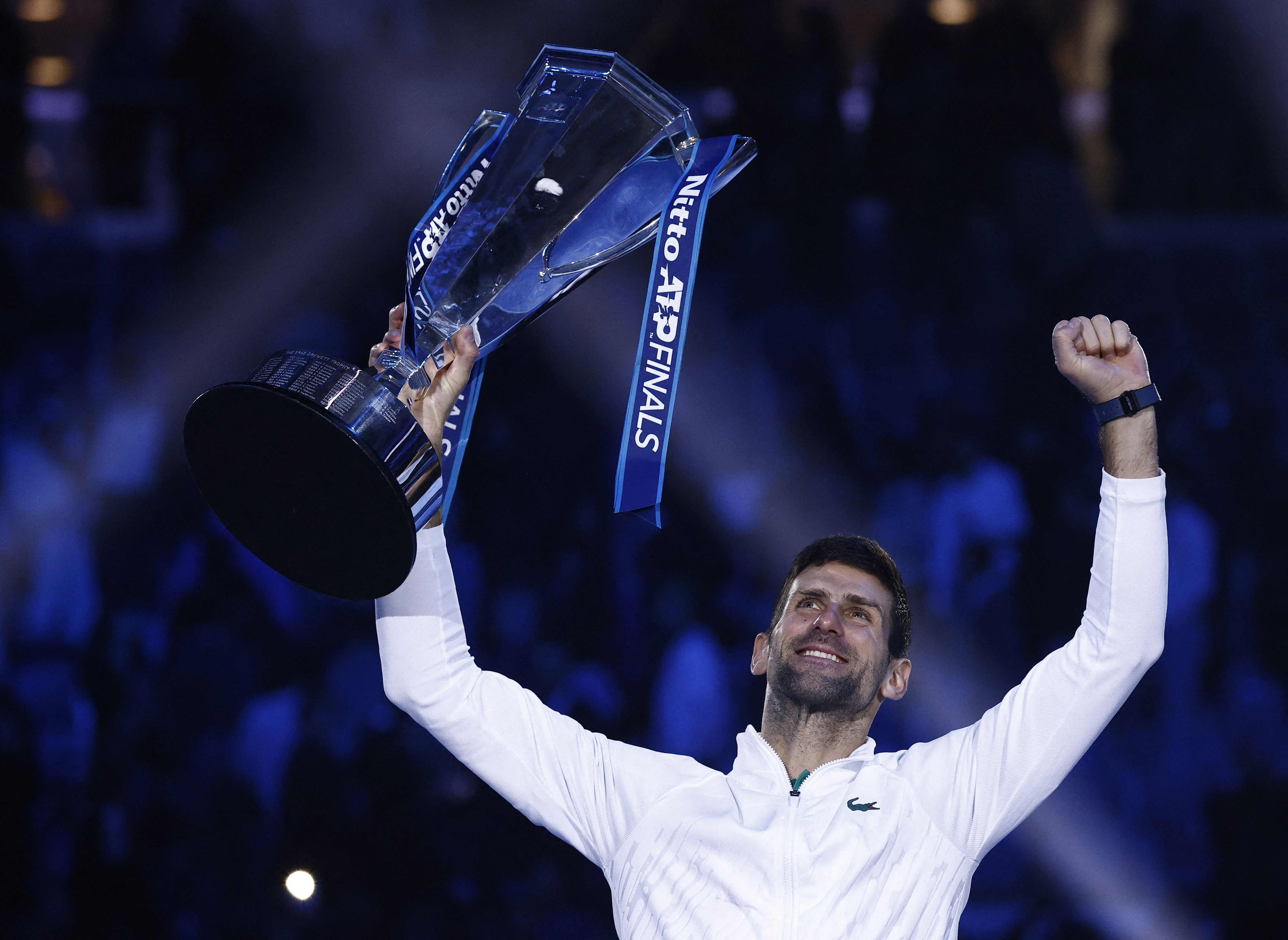 ▲▼喬科維奇（Novak Djokovic）贏得ATP年終賽（ATP Finals）的第6座冠軍。（圖／路透）