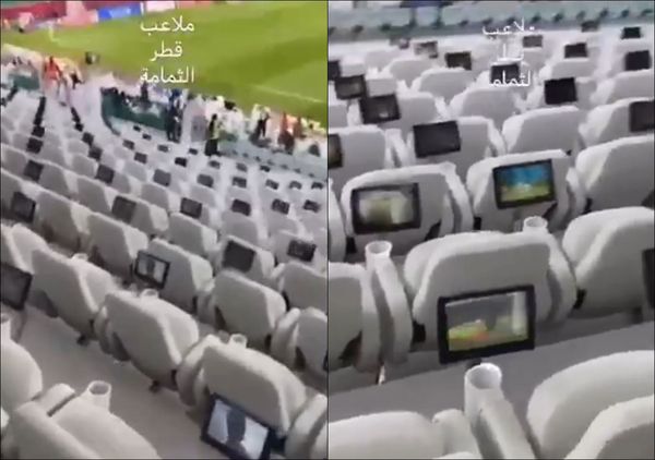 ▲▼卡達世界盃足球賽，觀眾席上設有大量小電視。（圖／翻攝自微博）