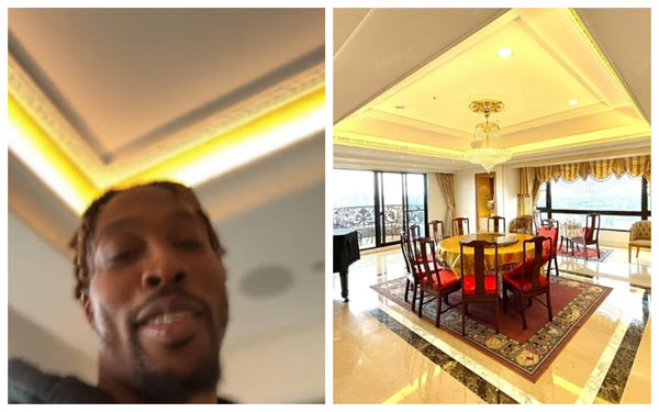 ▲▼原NBA球星霍華德（Dwight Howard）在直播中揭露，南崁某豪宅社區房間內獨特的天花板設計。（圖／左翻攝自霍華德IG、右翻攝自《591房屋交易網》）