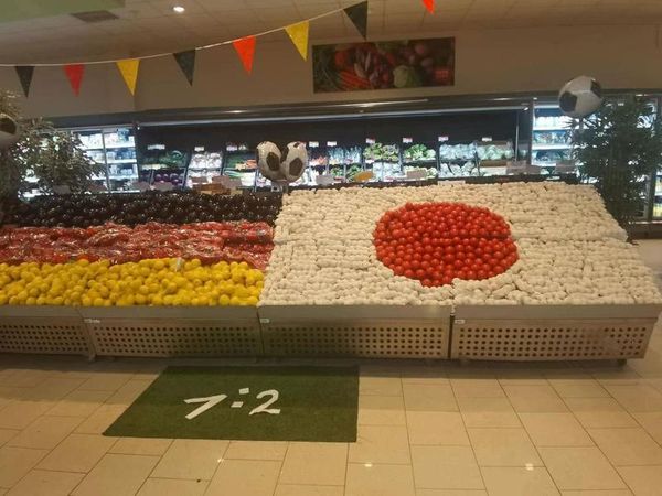 德國連鎖超市幽默紀念世足賽的爆冷輸球，讓網友大讚有風度。（Yanyan授權提供）