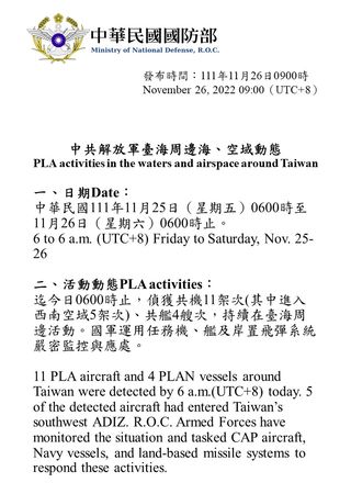 ▲▼中國11機、4艦擾台。（圖／國防部提供）