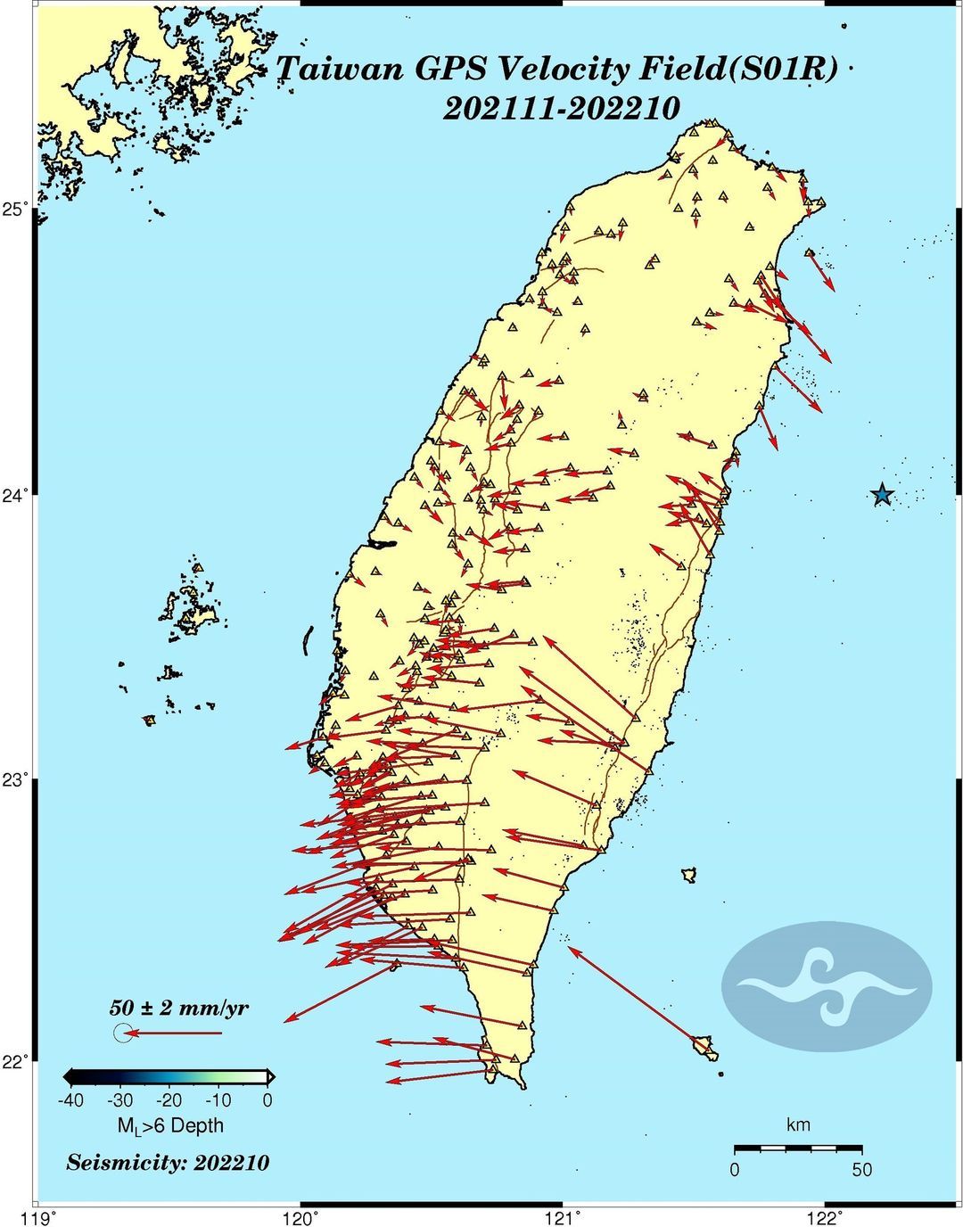 ▲中央氣象局公布地表位移速度場月報。（圖／氣象局）