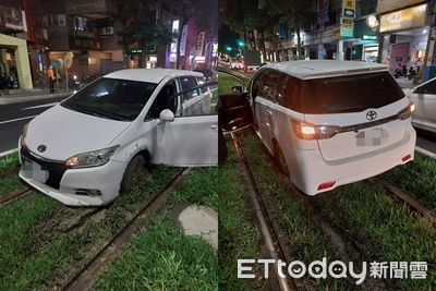 一個月內第三起！高雄男開車闖入輕軌軌道　輪胎卡土裡