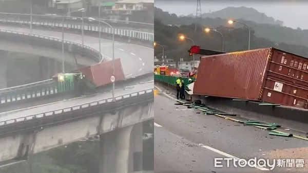 ▲▼港西聯外道路北向0.8k基隆港段車禍。（圖／記者郭世賢翻攝）