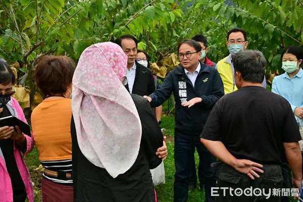 ▲劉櫂豪會勘釋迦園落果災情。（圖／記者楊漢聲翻攝）