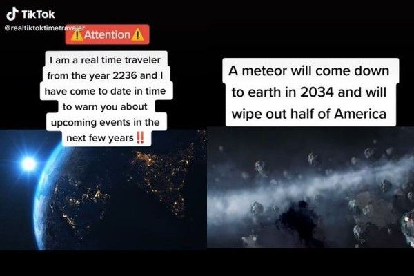 ▲▼一名時空旅人聲稱地球將在2034年遭隕石襲擊，半個美國將被摧毀。（圖／翻攝自TikTok）