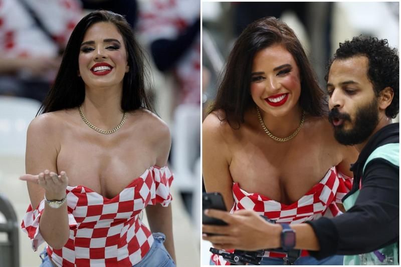 克羅埃西亞輸給阿根廷，但她的「足球奶」贏了！征服全場男球迷。（翻自《太陽報》+《每日郵報》）