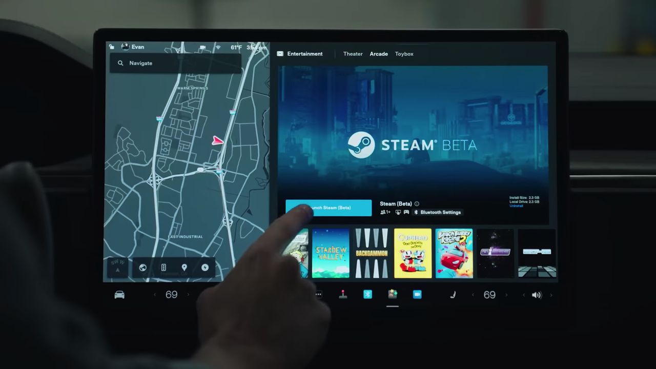 ▲▼特斯拉娛樂系統支援Steam遊戲　車上隨時可玩《艾爾登法環》。（圖／翻攝自 YouTube／TESLA）
