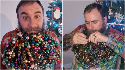 他「用710個小飾品裝飾鬍子」過聖誕　花2.5小時穿戴刷新世界紀錄