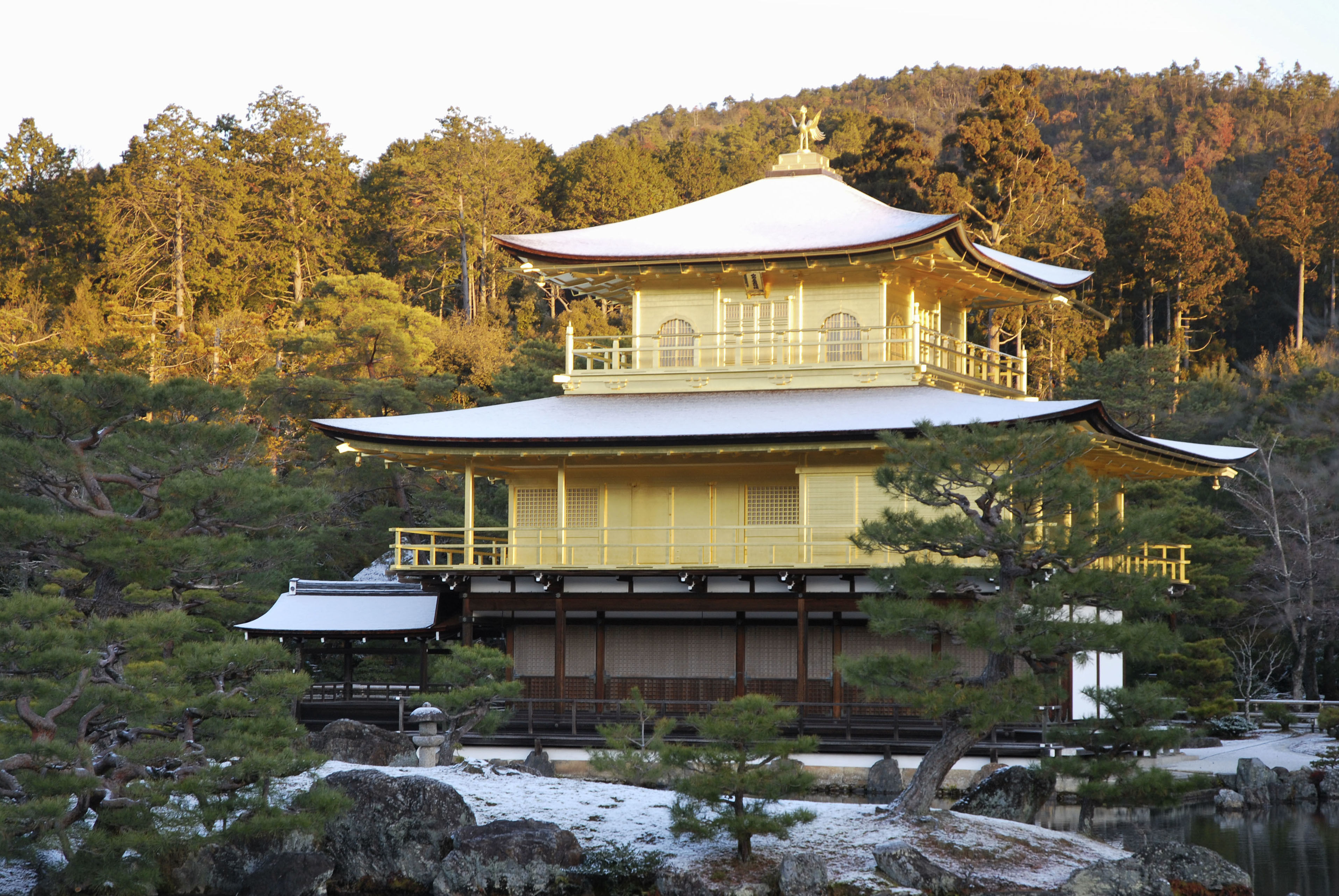 ▲▼ 京都知名觀光勝地「金閣寺」23日早晨降雪。（圖／達志影像）