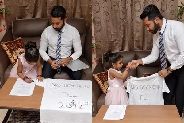▲▼老爸哄騙4歲女兒簽20年合約。（圖／翻攝自TikTok／vikeymagic）