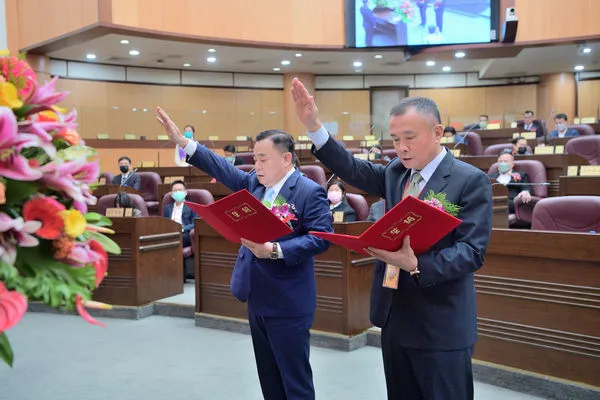 ▲桃園正副議長「邱、李配」連任成功