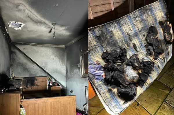 寵物犬跳上床「意外打開吹風機」　女主人返家發現房子燒毀傻眼。（圖／翻攝自Twitter／Essex Fire Service）