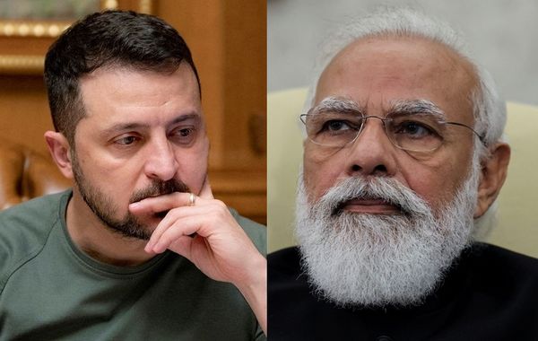 ▲▼澤倫斯基（Volodymyr Zelenskyy）與莫迪（Narendra Modi）通話。（圖／路透）