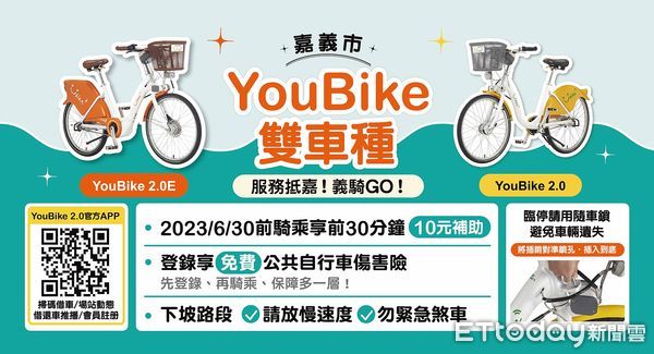 ▲▼ 來嘉義電動公車持電子票證免費搭乘、YouBike 2.0、YouBike 2.0E前30分鐘10元優惠同步延長至112年6月  。（圖／嘉義市政府提供）