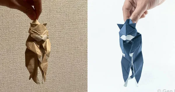 日本摺紙藝術家靠一張紙就摺出被拎起來的貓。（圖／翻攝自推特）