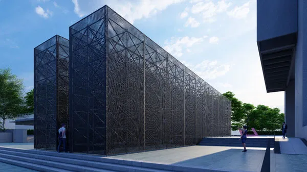 ▲▼北美館2023年「X-site計畫」首獎出爐！由「途中」團隊奪得，將於北美館戶外打造2座8公尺高牆、蹺蹺板通道。（圖／「途中」團隊、北美館提供）