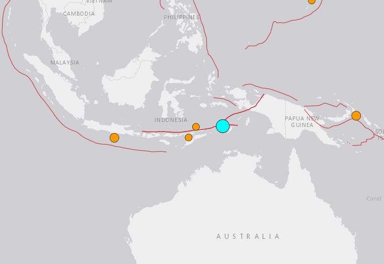 ▲▼印尼近海強震。（圖／翻攝USGS）