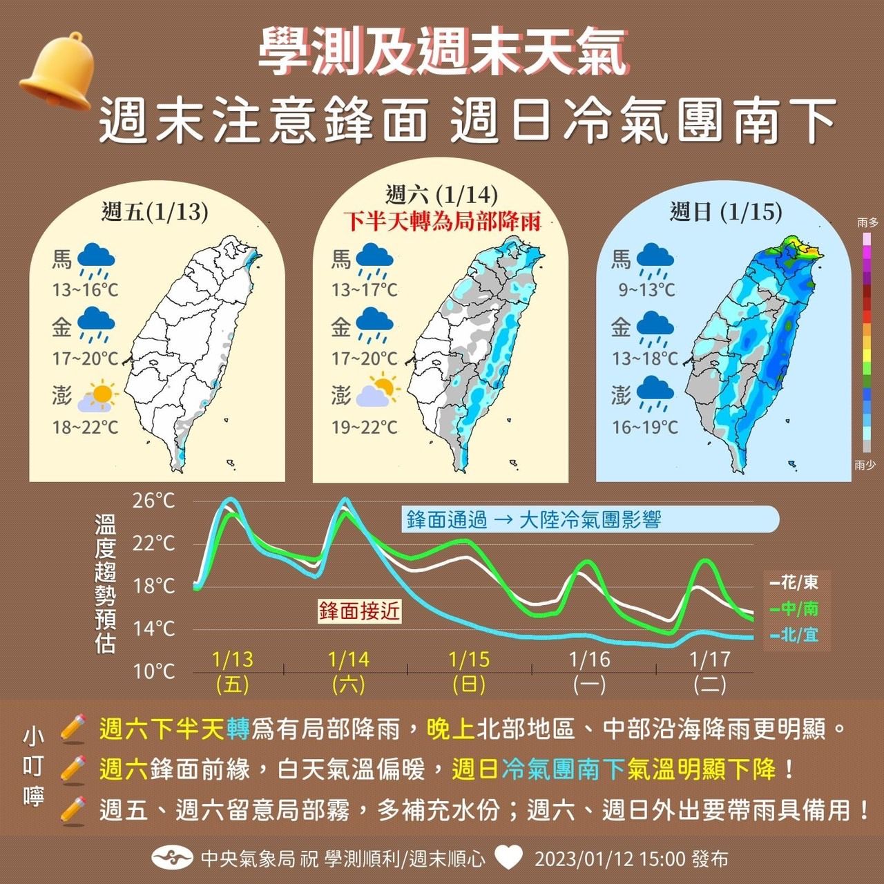 ▲▼學測及周末天氣出爐。（圖／氣象局）