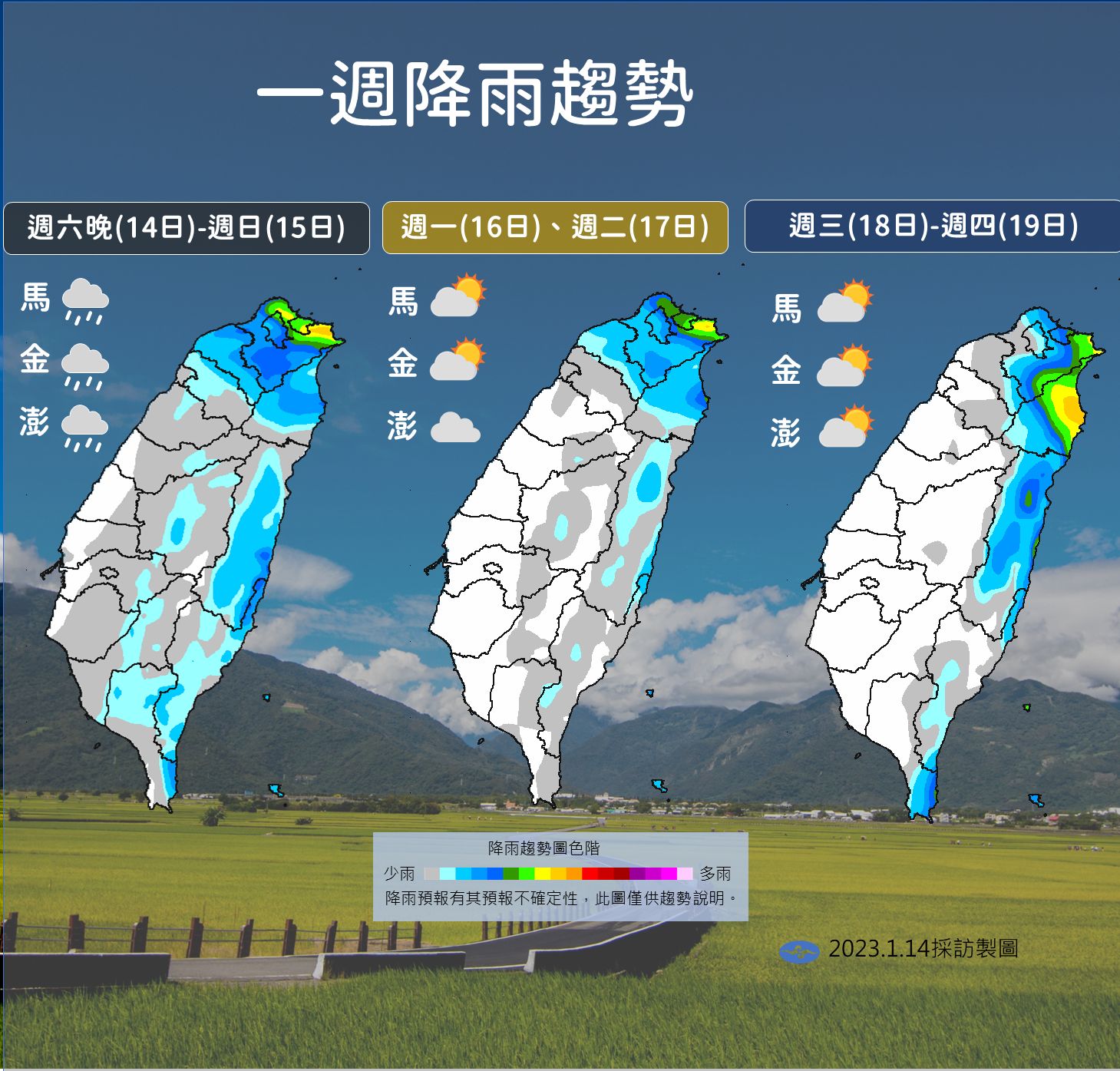 ▲▼未來溫度和降雨趨勢。（圖／氣象局）