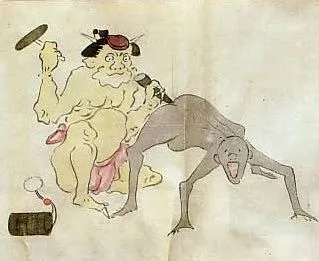 ▲▼日本網友分享浮世繪畫師耳鳥斎留下的「地獄圖卷」。（圖／Twiiter@nokogara）