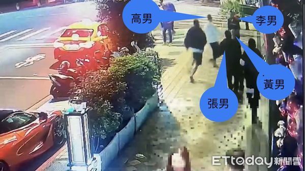 ▲林森北路發生4名互相認識的公司同事酒後鬥毆案件，警方快速到場壓制送辦。（圖／記者張君豪翻攝）