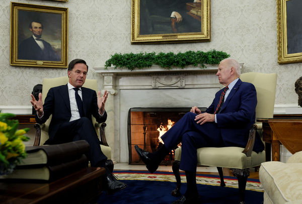 ▲▼Biden and Dutch Prime Minister Mark Rutte meet at the White House。（圖／路透）