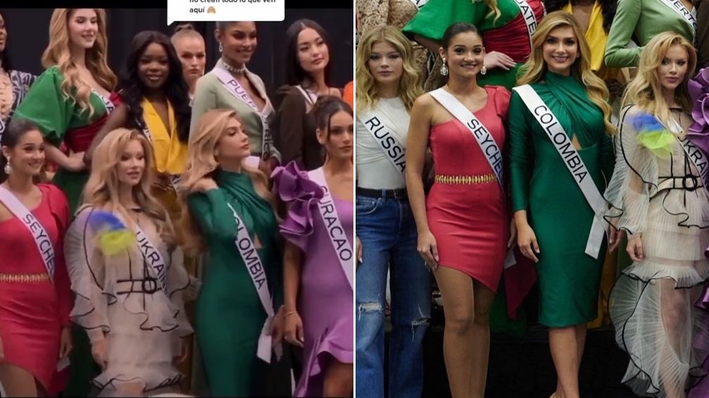 ▲▼環球小姐選美比賽，烏克蘭和俄羅斯站在一起的尷尬場面。（圖／翻攝自推特@vic_top555）