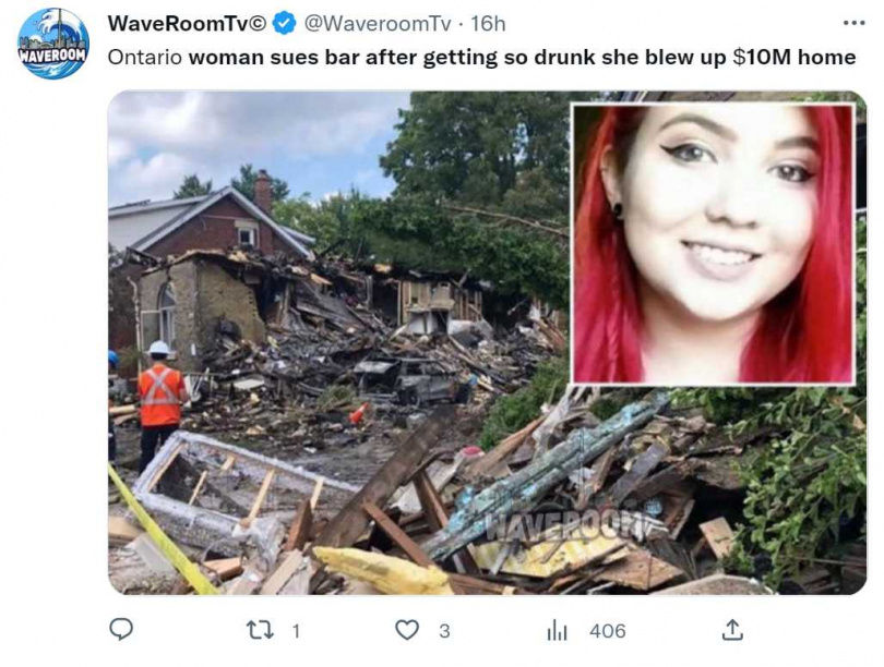 26歲妹子酒駕衝撞民宅引發爆炸賠4億　她反控酒商有責任