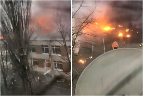 ▲▼烏克蘭一架直升機18日上午8時20分墜毀在基輔近郊城鎮羅伐利（Brovary）。（圖／路透）