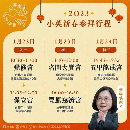 ▲▼總統蔡英文初一到初三發福袋行程。（圖／總統府提供）