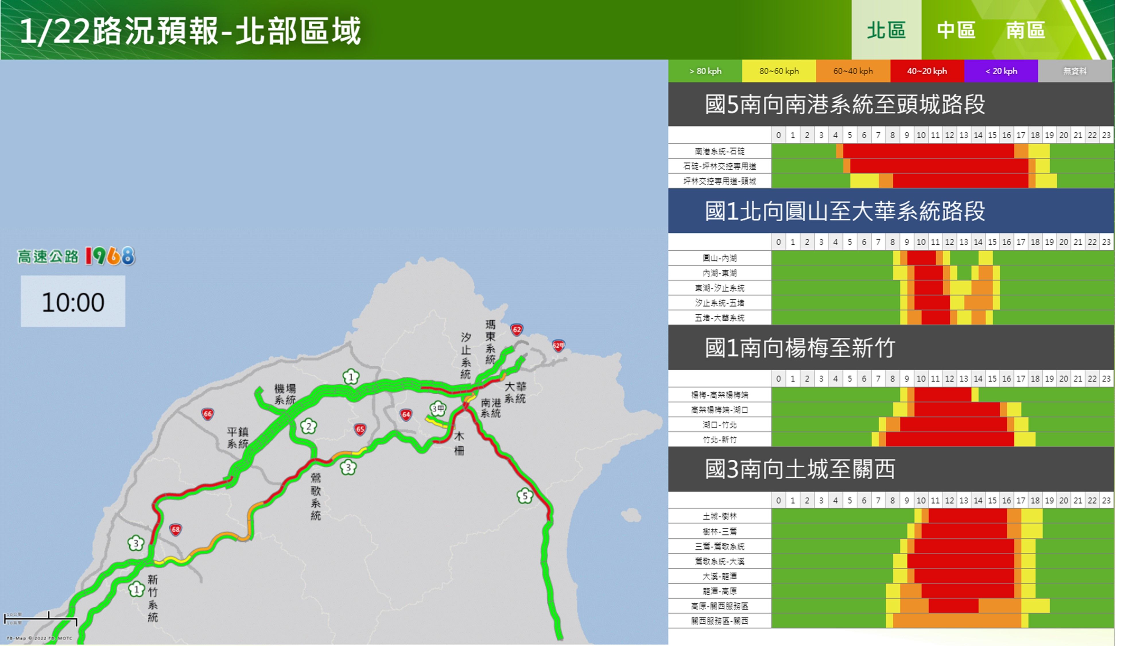 ▲▼1/22初一國道易塞路段時段及疏運措施。（圖／高公局）