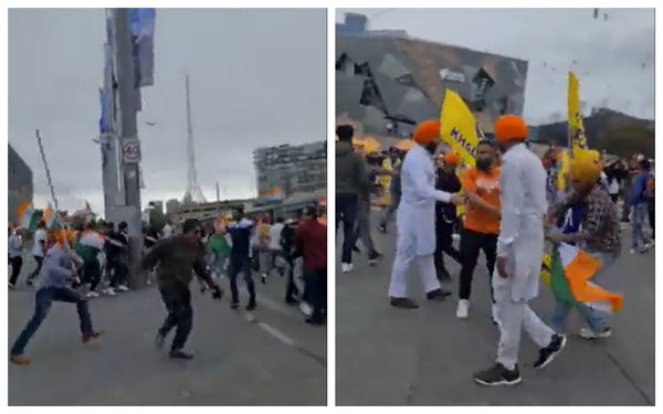 ▲▼錫克教徒與印度教徒在墨爾本市中心打群架。（圖／翻攝自推特／@RituRathaur）