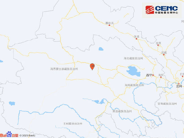 ▲▼大陸青海3日晚間在13分鐘內發生3起地震。（圖／翻攝自百度地圖）
