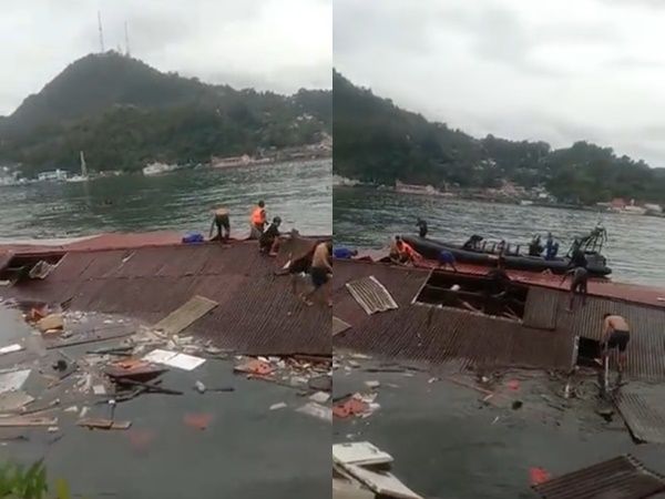 ▲▼印尼發生規模5.1地震！海上咖啡廳「沒入海中」4女死亡。（圖／翻攝推特）