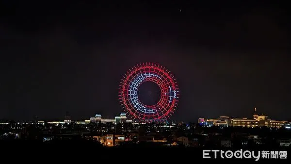 ▲黑暗中點亮希望！麗寶天空之夢摩天輪點燈「土耳其國旗」祈福。（圖／麗寶提供）