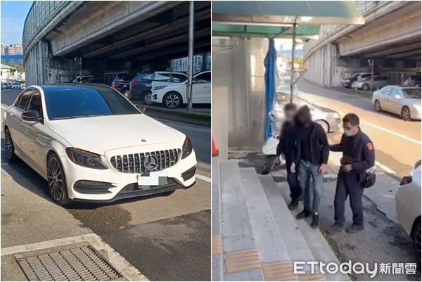 ▲多元計程車運將朝賓士車按喇叭，反被逼車、嗆聲。（圖／記者邱中岳翻攝）