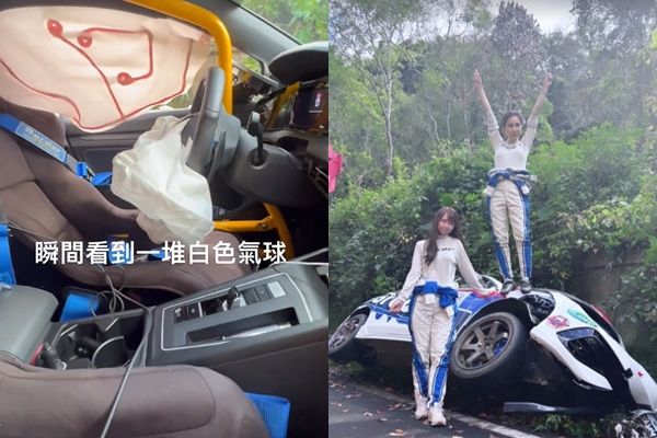 ▲▼女賽車手過彎失控撞山壁。（圖／翻攝IG／瑩家）