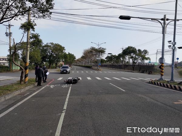 ▲▼2隻野狗突然闖入苗栗市經國路，71歲的女騎士閃避不及而摔車，所幸傷者無大礙。（圖／記者蔡文淵翻攝）