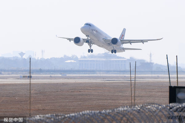 ▲東航首架C919「B-919A」進行驗證飛行。（圖／CFP）