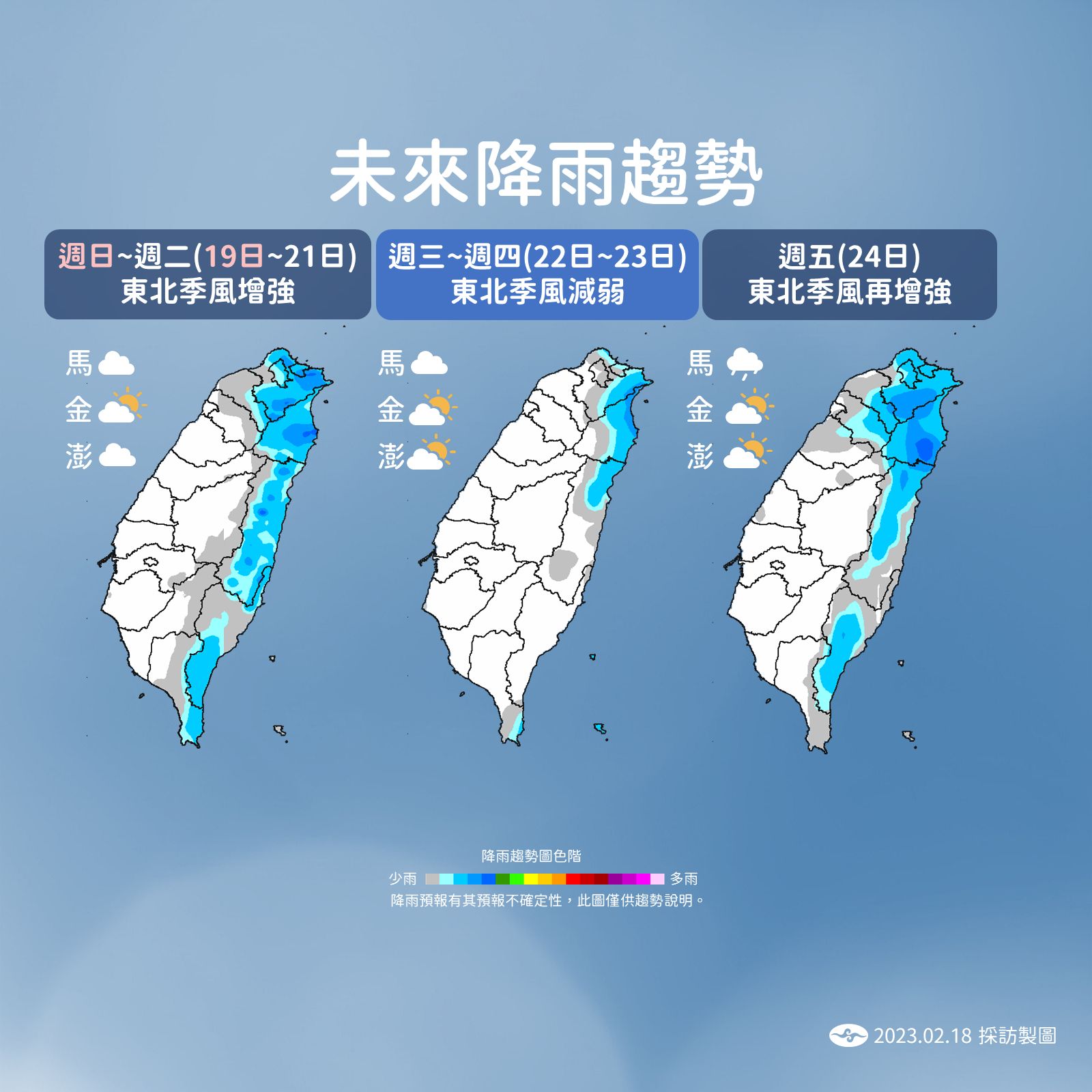 ▲▼未來溫度和降雨趨勢。（圖／氣象局）