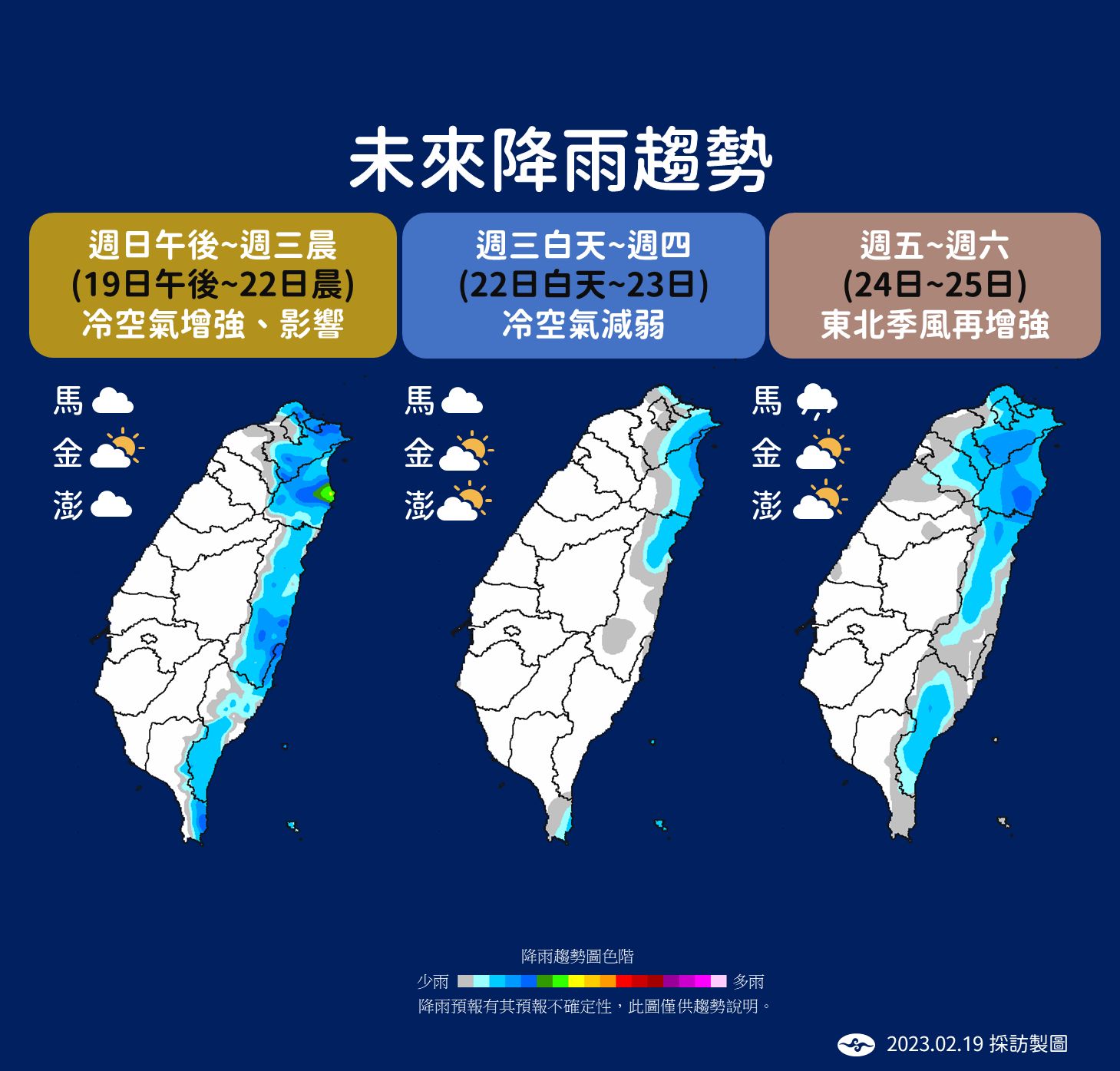 ▲▼未來溫度與降雨趨勢。（圖／氣象局）