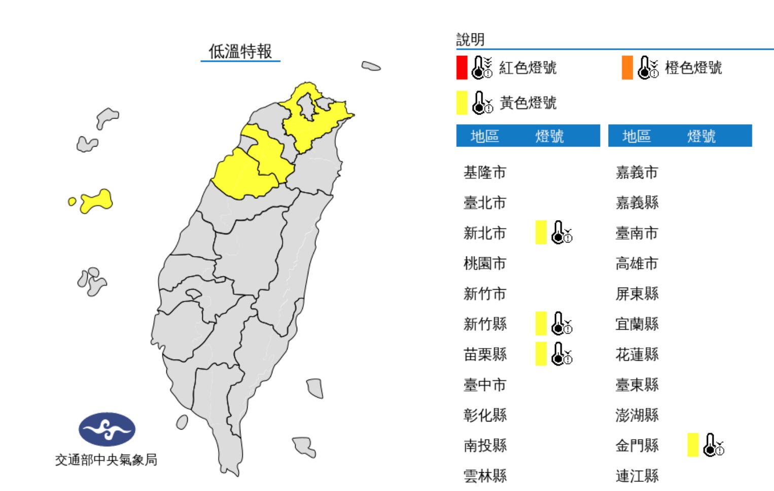 ▲氣象局發布低溫特報。（圖／氣象局）