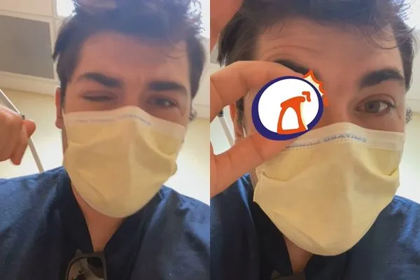 ▲▼佛州21歲男大生麥克（Michael Krumholz）眼睛感染食肉細菌。（圖／翻攝自Facebook／Mike Krumholz）