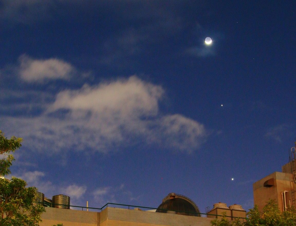 ▲今晚月亮、木星及金星在西方天空排成一列。（圖／翻攝自Facebook／臺北天文通）