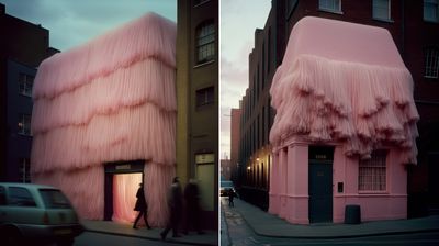 PINK控看了好幸福！藝術家主要首都造「粉紅窗簾屋」　超常作品給予柔軟舒適感
