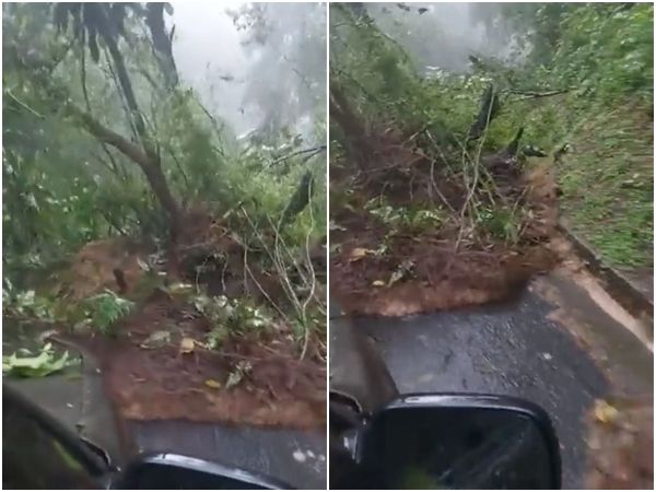 ▲▼薩爾瓦多首都附近山城發生土石流，當地人開車險被活埋。（圖／翻攝自Facebook）
