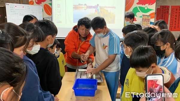 ▲南大附小與七股區篤加國小，攜手台南大學USR團隊，設計「富藏漁鄉&mdash;我的烏金夢」課程，兩校學生親訪高雄茄萣與台南七股，探究烏魚捕撈與養殖現況。（圖／記者林悅翻攝，下同）